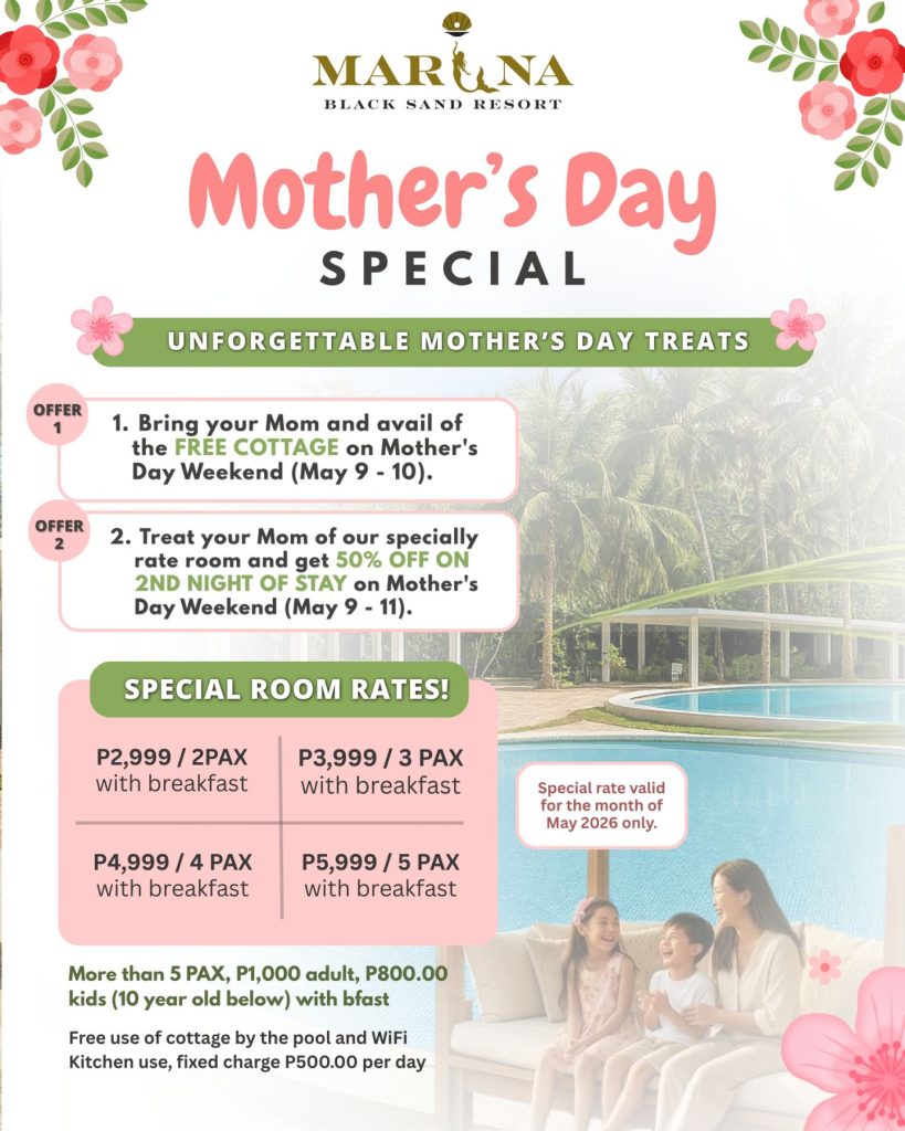 marina black sand resort mothers day promo